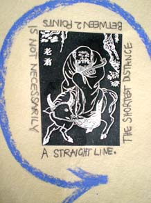 detail of mind map with text 'a straight line is not necessarily the shortest distance between two points'